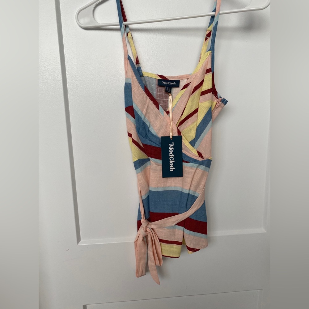 NWT ModCloth XS linen striped blouse